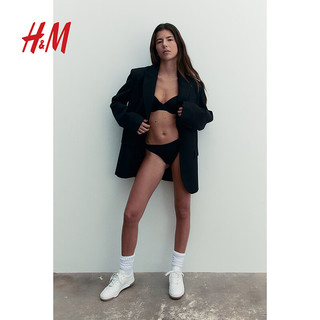 H&M2024春季女装内衣短款2件装带衬垫钢圈文胸0820572 黑色/白色035 B80