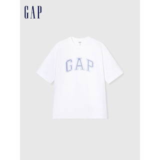 Gap 盖璞 男女装2024夏季纯棉字母logo圆领短袖T恤百搭上衣892185 白色 165/88A(S)亚洲尺码