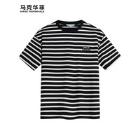 马克华菲【撞色条纹】短袖T恤男2024春夏字母刺绣圆领百搭休闲男士T恤 001黑色 XL