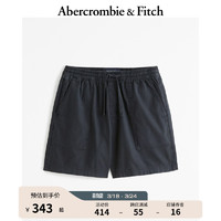 Abercrombie & Fitch 男装 24春夏亚麻混纺松紧腰短裤 358798-1 黑色 XL (180/98A)