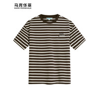 马克华菲【撞色条纹】短袖T恤男2024春夏字母刺绣圆领百搭休闲男士T恤 306棕色 XXL