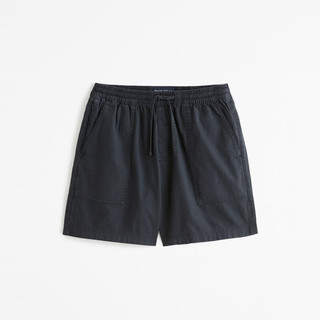 ABERCROMBIE & FITCH男装 24春夏亚麻混纺松紧腰短裤 358798-1 黑色 XL (180/98A)