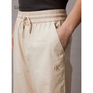 Calvin Klein Jeans24春夏男士简约刺绣抽绳腰纯棉直筒休闲长裤J325560 ACI-浅卡其 L