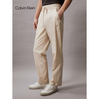 Calvin Klein Jeans24春夏男士简约刺绣抽绳腰纯棉直筒休闲长裤J325560 ACI-浅卡其 XL