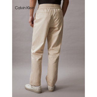 Calvin Klein Jeans24春夏男士简约刺绣抽绳腰纯棉直筒休闲长裤J325560 ACI-浅卡其 M