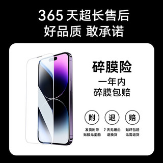 Anker安克适用苹果15/14promax钢化膜iPhone无尘仓秒贴膜全屏高清防爆抗指纹 两片装-【碎膜险 无尘仓】-14Pro Max