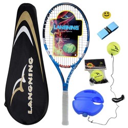 LANGNING 朗宁 网球拍超轻全碳素单拍套装初学者碳素单人打回弹训练器 配2个网球