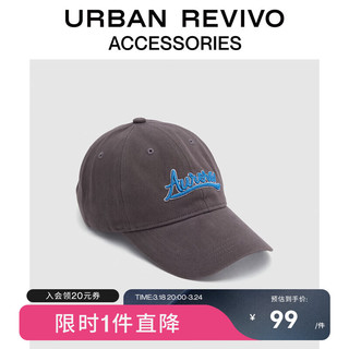 URBAN REVIVO2024春季男士百搭立体刺绣棒球帽UAMA40027 深灰 F