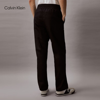 Calvin Klein Jeans24春夏男士简约刺绣抽绳腰纯棉直筒休闲长裤J325560 BEH-太空黑 L