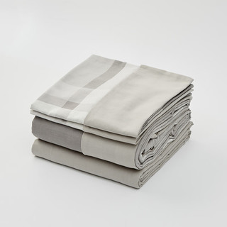 MUJI 柔软洗棉 被套套装 床上用品三/四件套 全棉纯棉 灰色大格纹 床单式 单人用：适用1.2米床/三件套