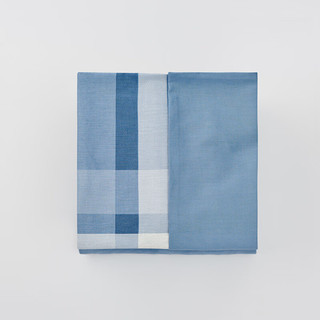 MUJI 柔软洗棉 被套套装 床上用品三/四件套 全棉纯棉 蓝色大格纹 床垫罩式 加大双人用：适用1.8米床/四件套