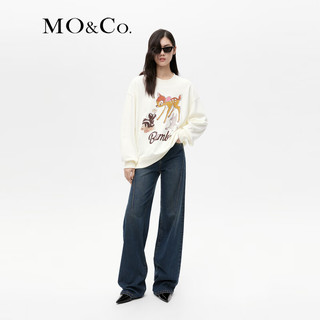 MO&Co.2023冬小鹿斑比联名系列怀旧印花圆领卫衣MBC4SWST05 米白色 S/160