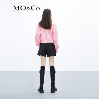 MO&Co.【美拉德】个性标语印花插肩袖短款宽松美式卫衣上衣女 冰粉色 M/165