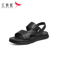 红蜻蜓凉鞋男2024夏季牛皮防滑舒适两穿中老年沙滩鞋 WTT24026黑色40