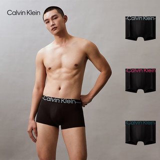 Calvin Klein内衣【4D承托系列】24春夏男三条装防夹臀低腰粉内裤NB3700 MOO-黑底粉边/黑底绿边/黑底蓝边 L