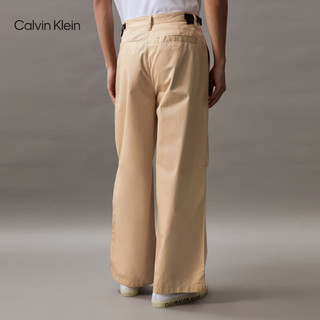 Calvin Klein Jeans24春夏男士街头潮流打褶宽松阔腿工装休闲裤J325357 PF2-卡其 30