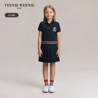 Teenie Weenie Kids小熊童装24春夏女童学院风翻领百褶连衣裙 象牙白 160cm