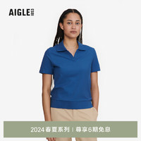 AIGLE艾高2024春夏UPF40+防紫外线DFT速干吸湿POLO短袖T恤女 深宝蓝 AT443 M(165/88A)