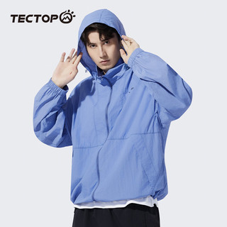 探拓（TECTOP）轻薄透气皮肤衣男户外夏季遮阳宽松外套 海空蓝 L