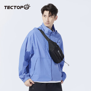 探拓（TECTOP）轻薄透气皮肤衣男户外夏季遮阳宽松外套 海空蓝 L