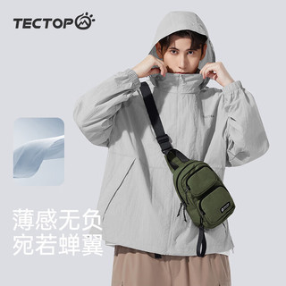 探拓（TECTOP）轻薄透气皮肤衣男户外夏季遮阳宽松外套 冰河灰 L