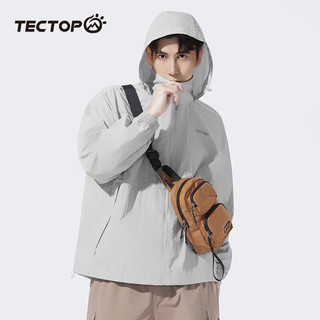探拓（TECTOP）轻薄透气皮肤衣男户外夏季遮阳宽松外套 冰河灰 2XL