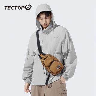 探拓（TECTOP）轻薄透气皮肤衣男户外夏季遮阳宽松外套 冰河灰 2XL