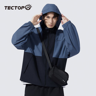 探拓（TECTOP）轻薄透气皮肤衣男户外夏季遮阳宽松外套 岩石蓝/深藏青 L