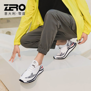 零度Zero男鞋2024夏季网面舒适透气凉爽飞织鞋户外日常百搭休闲鞋 白色 40