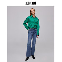 E·LAND 衣恋 Eland衣恋学院风衬衫秋美拉德宽松中长款柯基刺绣上衣外套女