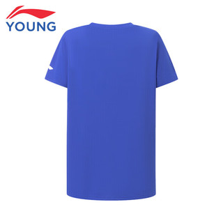 李宁（LI-NING）童装儿童运动短袖T恤男女小大童训练系列舒适速干吸汗高弹短袖 亮彩蓝 160