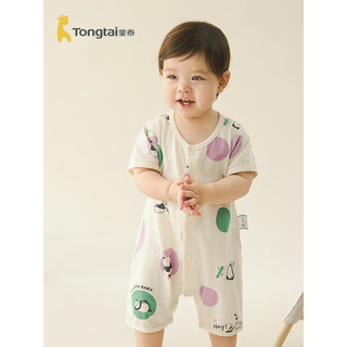 童泰（TONGTAI）婴儿短袖连体衣夏季宝宝衣服男女童提花网眼内衣儿童哈衣爬服 紫色 80cm