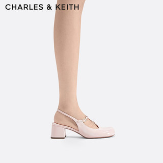 CHARLES&KEITH24春季圆头漆皮粗跟玛丽珍鞋CK1-60280424 Light Pink浅粉色 37