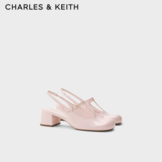 CHARLES&KEITH24春季圆头漆皮粗跟玛丽珍鞋CK1-60280424 Light Pink浅粉色 37