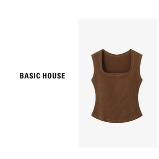 Basic House/百家好无袖修身背心打底女春夏显瘦短款时尚 象牙白 M（80-110斤）