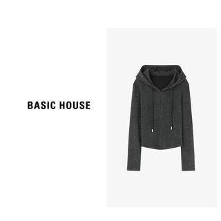 Basic House/百家好【早春】时尚休闲连帽纯色卫衣女春季2024 蜜茶色 L110-125斤