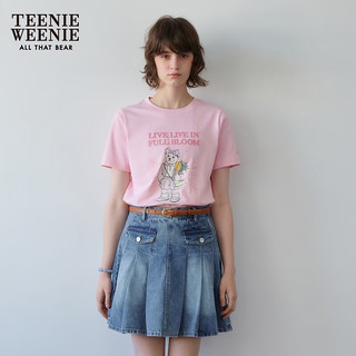 Teenie Weenie小熊女装2024春装短袖T恤多巴胺穿搭粉色打底衫 粉色 170/L