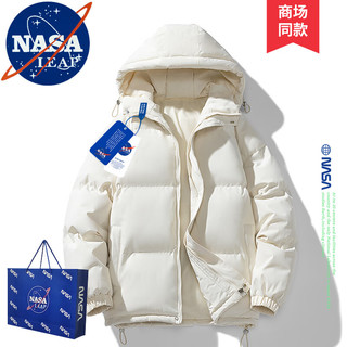 NASA LEAP棉服男秋冬季加厚棉袄子潮流连帽羽面包绒服棉衣男女 黑色 L