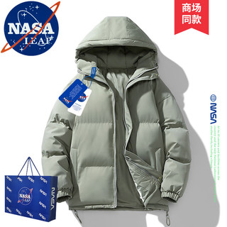 NASA LEAP棉服男秋冬季加厚棉袄子潮流连帽羽面包绒服棉衣男女 黑色 L