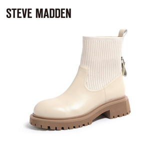 STEVE MADDEN/思美登套筒牛皮面时装短靴女 DIODATI2 米白色 40