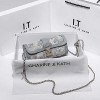 CHARINE&KATH CK女包巴比龙圆筒包女2024高颜值轻奢链条包高级感斜挎包女 灰色 专柜礼盒装