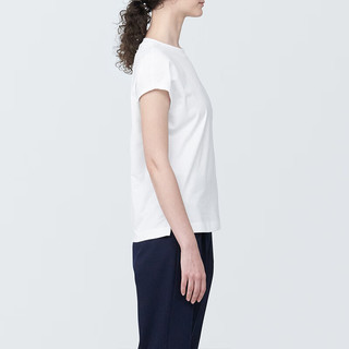 无印良品（MUJI）女式 天竺织 法国袖T恤 短袖上衣打底衫内搭早春 BB2Q2A4S 白色 S (155/80A)