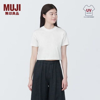 无印良品（MUJI） 女式 防紫外线凉感 短款 短袖T恤  上衣打底衫女款内搭夏季 白色 XL 165/92A