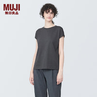 无印良品（MUJI）女式 天竺织 法国袖T恤 短袖上衣打底衫内搭早春 BB2Q2A4S 深灰色 L (165/88A)