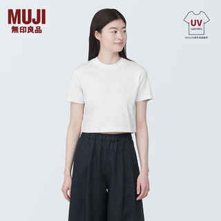 无印良品（MUJI） 女式 防紫外线凉感 短款 短袖T恤  上衣打底衫女款内搭夏季 白色 XXL 170/96A