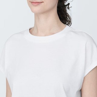 无印良品（MUJI）女式 天竺织 法国袖T恤 短袖上衣打底衫内搭早春 BB2Q2A4S 白色 L (165/88A)