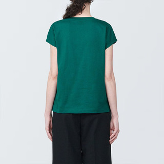 无印良品（MUJI）女式 天竺织 法国袖T恤 短袖上衣打底衫内搭早春 BB2Q2A4S 绿色 XL (165/92A)