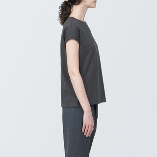 无印良品（MUJI）女式 天竺织 法国袖T恤 短袖上衣打底衫内搭早春 BB2Q2A4S 深灰色 XL (165/92A)