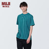 无印良品（MUJI）男式 天竺织 圆领短袖T恤 男士打底衫男款 夏季AB1MKA4S 绿色条纹 L (175/100A)