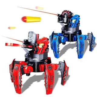 星际战士遥控对战机器人男生电动仿生六脚智能蜘蛛双人儿童玩具  蓝色中配版-飞弹+飞盘